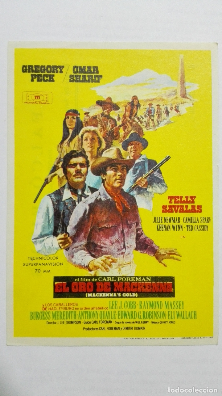 Folhetos de m&atilde;o de filmes antigos de cinema: FOLLETO DE CINE, EL ORO DE MACKENNA, A&Ntilde;OS 60, SIN PUBLICIDAD