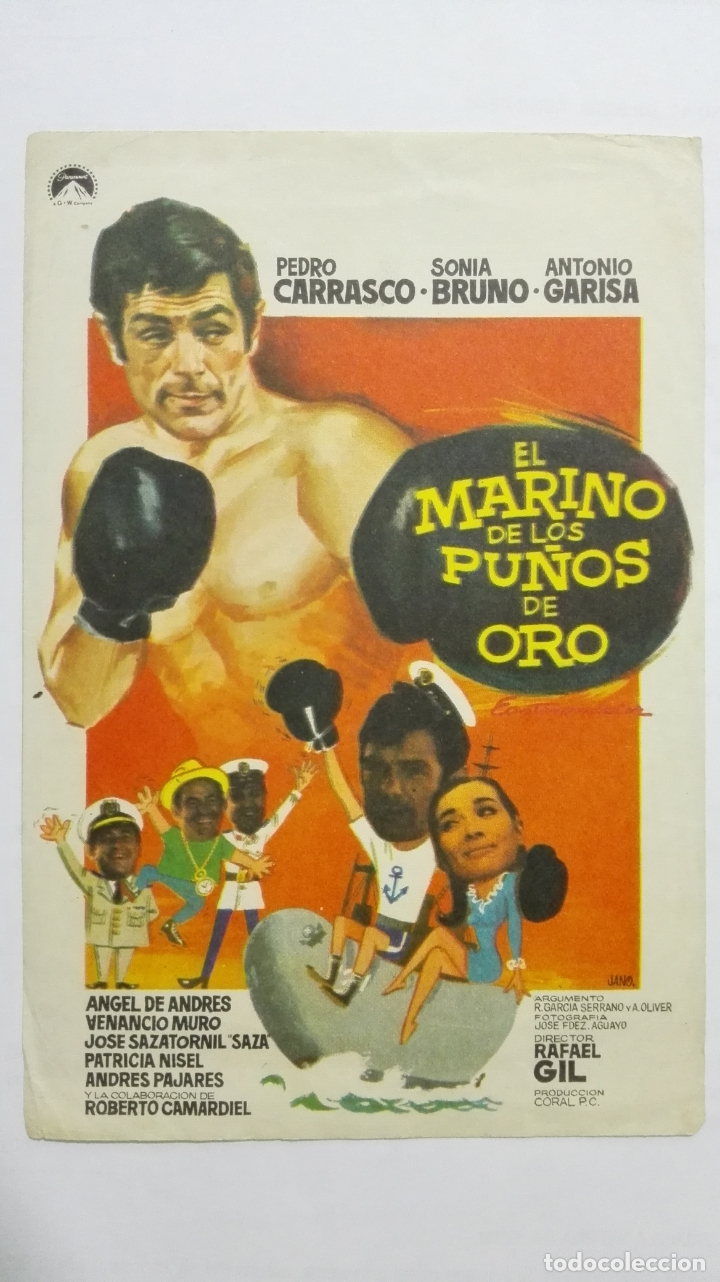 Folhetos de m&atilde;o de filmes antigos de cinema: FOLLETO DE CINE, EL MARINO DE LOS PU&Ntilde;OS DE ORO, A&Ntilde;OS 60, SIN PUBLICIDAD