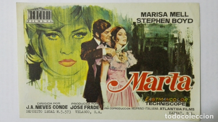 Folhetos de m&atilde;o de filmes antigos de cinema: FOLLETO DE CINE,  MARTA, A&Ntilde;OS 60, SIN PUBLICIDAD
