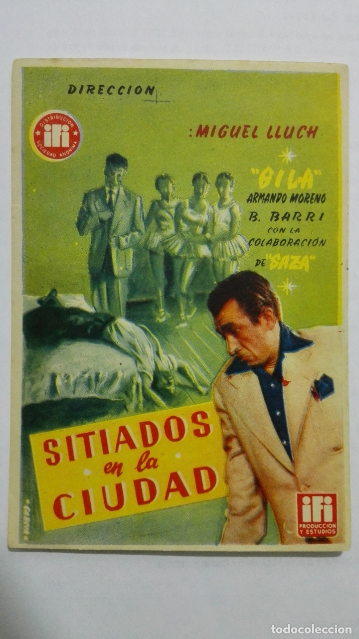 Folhetos de m&atilde;o de filmes antigos de cinema: FOLLETO DE CINE, SITIADOS EN LA CIUDAD, A&Ntilde;OS 60, SIN PUBLICIDAD