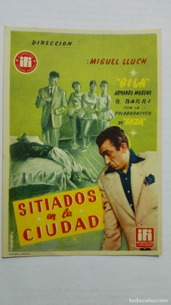 Folhetos de m&atilde;o de filmes antigos de cinema: FOLLETO DE CINE, SITIADOS EN LA CIUDAD, A&Ntilde;OS 60, SIN PUBLICIDAD