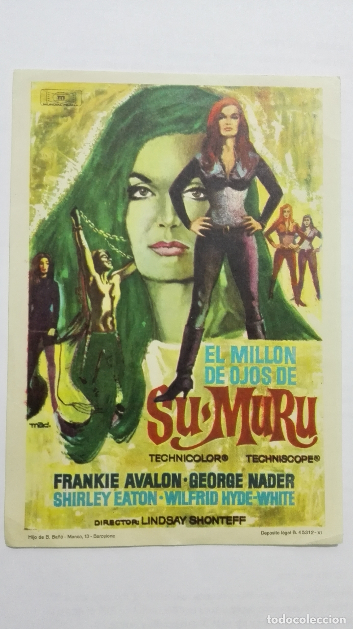 Folhetos de m&atilde;o de filmes antigos de cinema: FOLLETO DE CINE, EL MILLON DE OJOS DE SU-MURU, A&Ntilde;OS 60, SIN PUBLICIDAD