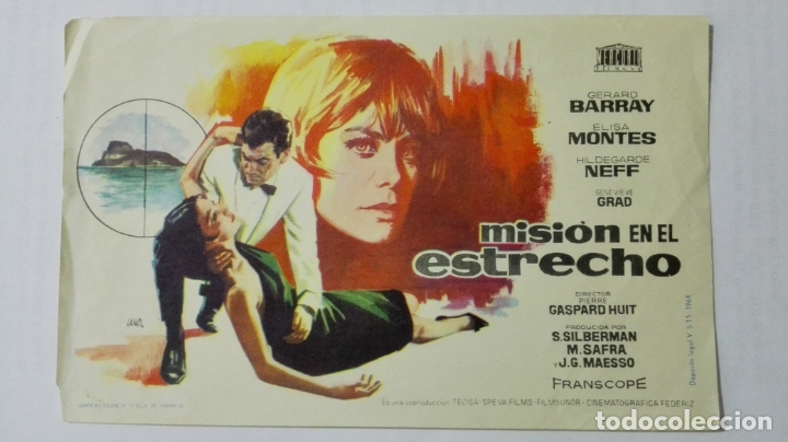 Folhetos de m&atilde;o de filmes antigos de cinema: FOLLETO DE CINE, MISION EN EL ESTRECHO, A&Ntilde;OS 60, SIN PUBLICIDAD