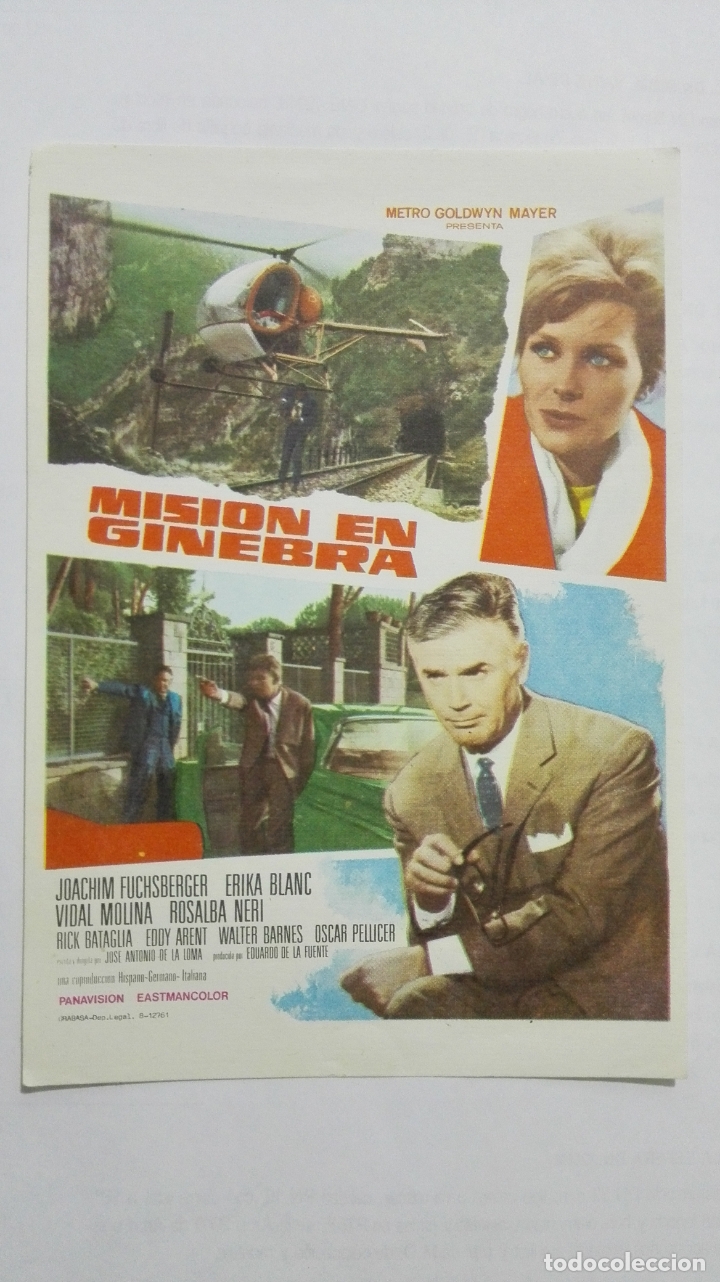 Folhetos de m&atilde;o de filmes antigos de cinema: FOLLETO DE CINE, MISION EN GINEBRA, A&Ntilde;OS 60, SIN PUBLICIDAD