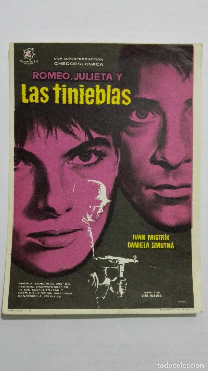  Flyers Publicitaires de films Anciens: FOLLETO DE CINE, ROMEO, JULIETA Y LAS TINIEBLAS, A&Ntilde;OS 60, SIN PUBLICIDAD