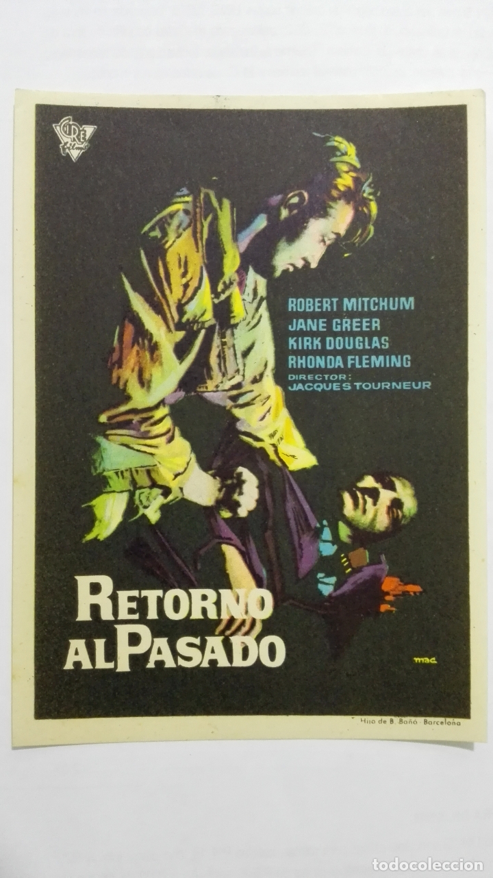  Flyers Publicitaires de films Anciens: FOLLETO DE CINE, RETORNO AL PASADO, A&Ntilde;OS 60, SIN PUBLICIDAD