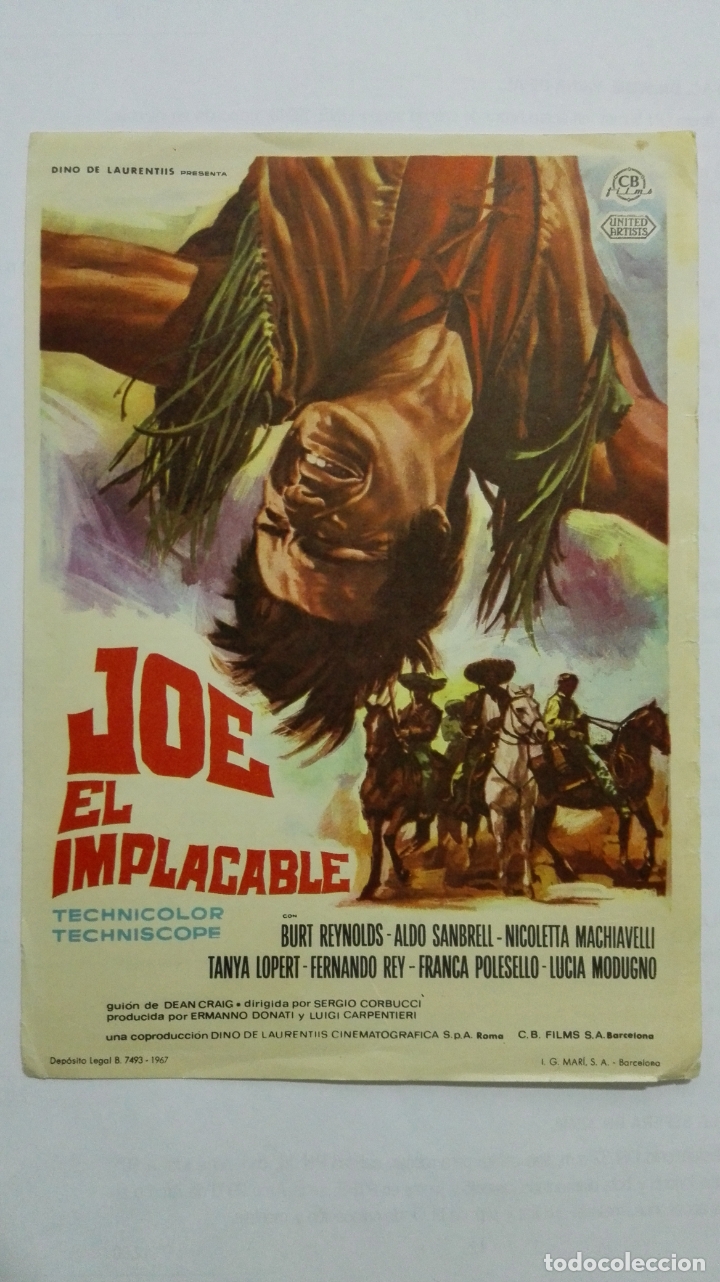  Flyers Publicitaires de films Anciens: FOLLETO DE CINE, JOE EL IMPLACABLE, A&Ntilde;OS 60, SIN PUBLICIDAD