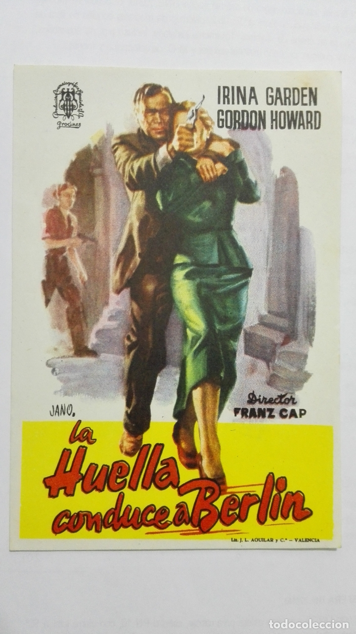  Flyers Publicitaires de films Anciens: FOLLETO DE CINE, LA HUELLA CONDUCE A BERLIN, A&Ntilde;OS 60, SIN PUBLICIDAD