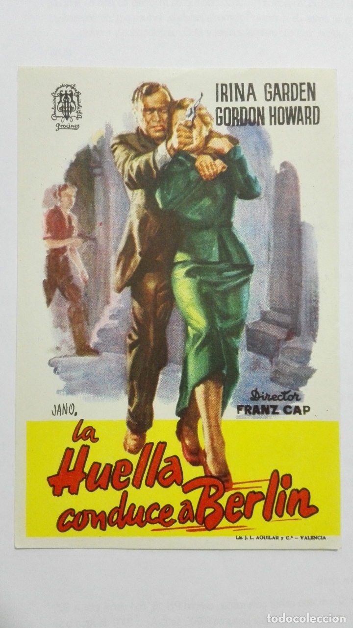  Flyers Publicitaires de films Anciens: FOLLETO DE CINE, LA HUELLA CONDUCE A BERLIN, A&Ntilde;OS 60, SIN PUBLICIDAD
