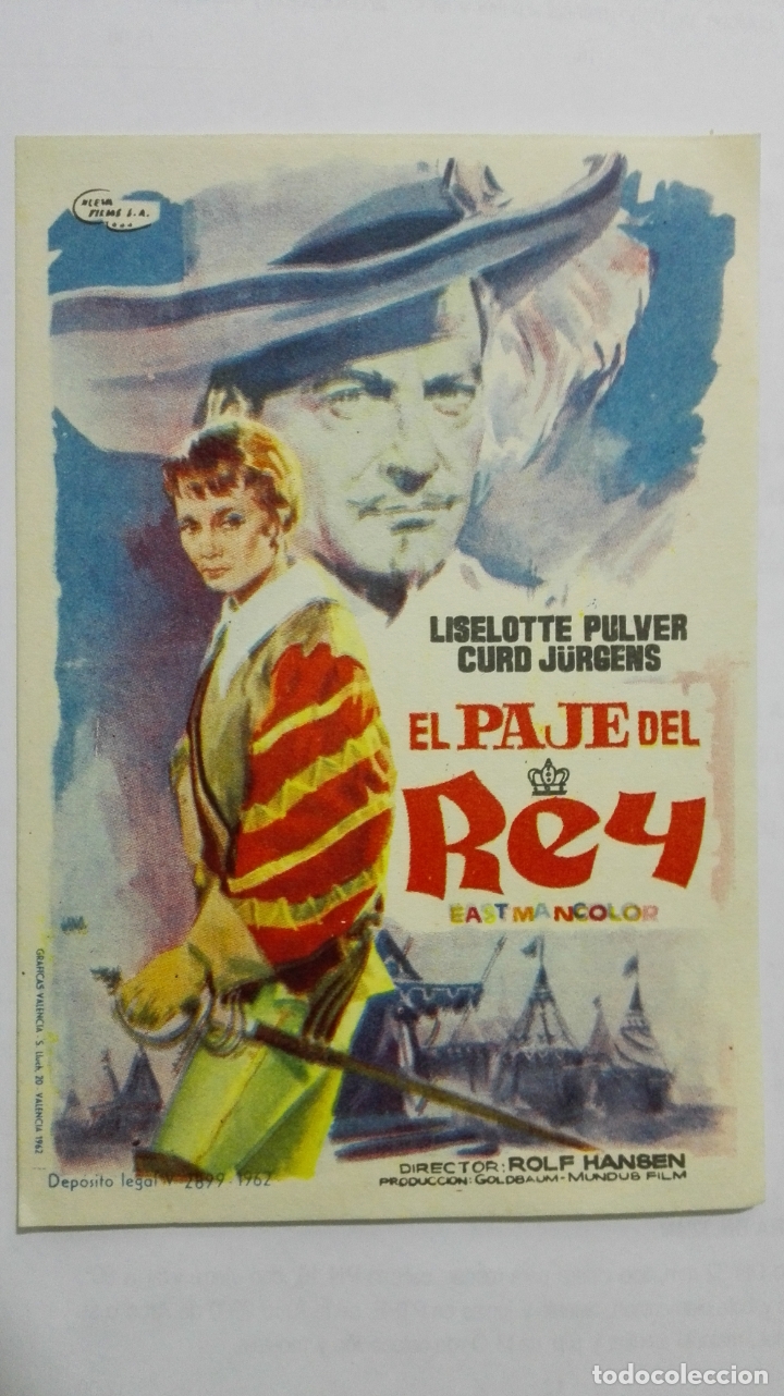  Flyers Publicitaires de films Anciens: FOLLETO DE CINE, EL PAJE DEL REY, A&Ntilde;OS 60, SIN PUBLICIDAD