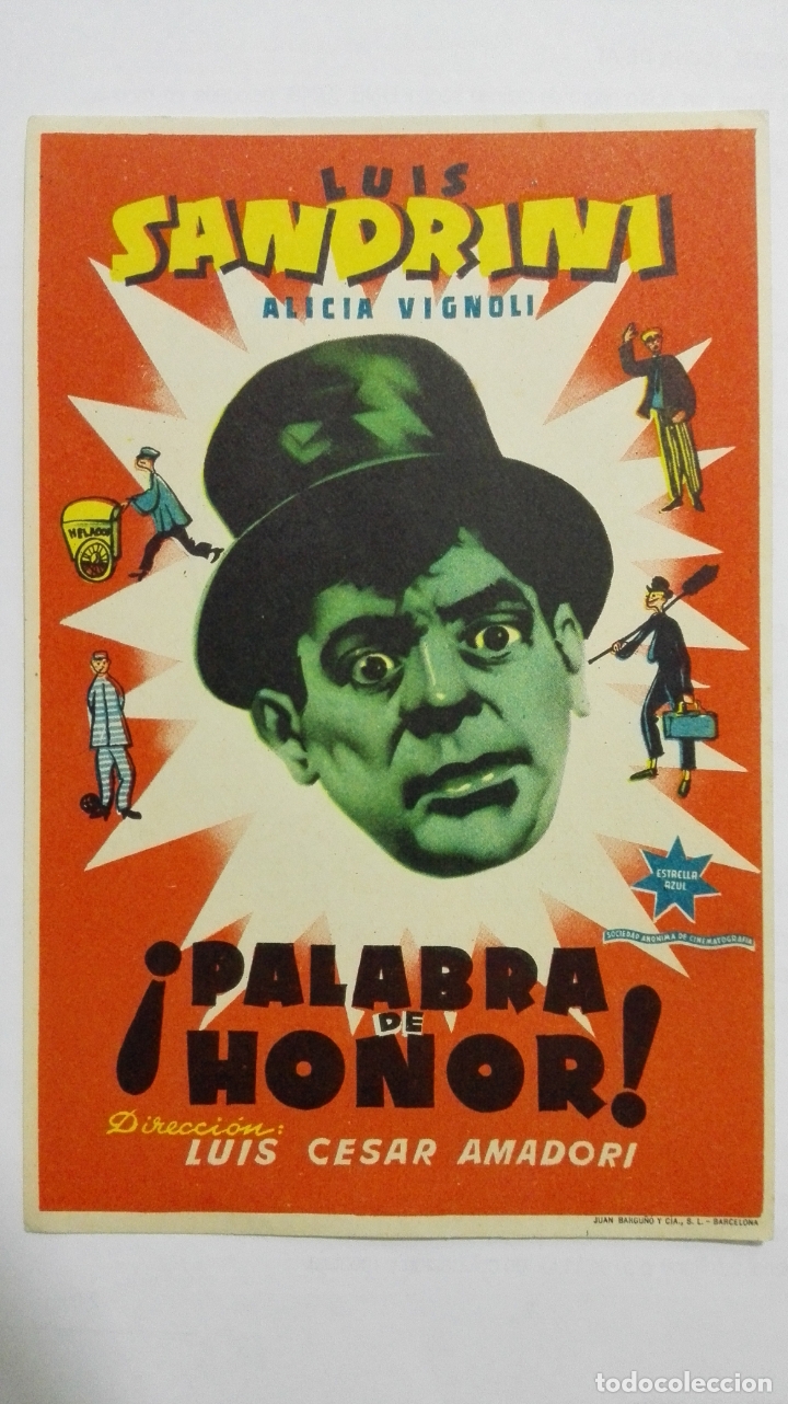  Flyers Publicitaires de films Anciens: FOLLETO DE CINE, PALABRA DE HONOR, A&Ntilde;OS 60, SIN PUBLICIDAD