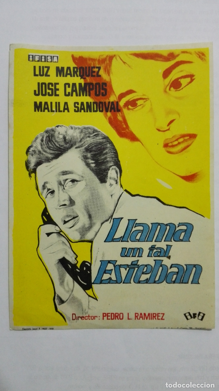  Flyers Publicitaires de films Anciens: FOLLETO DE CINE, LLAMA UN TAL ESTEBAN, A&Ntilde;OS 60, SIN PUBLICIDAD