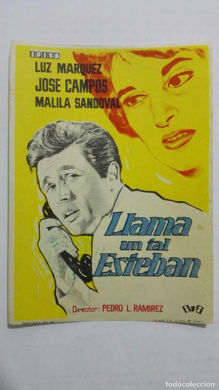  Flyers Publicitaires de films Anciens: FOLLETO DE CINE, LLAMA UN TAL ESTEBAN, A&Ntilde;OS 60, SIN PUBLICIDAD