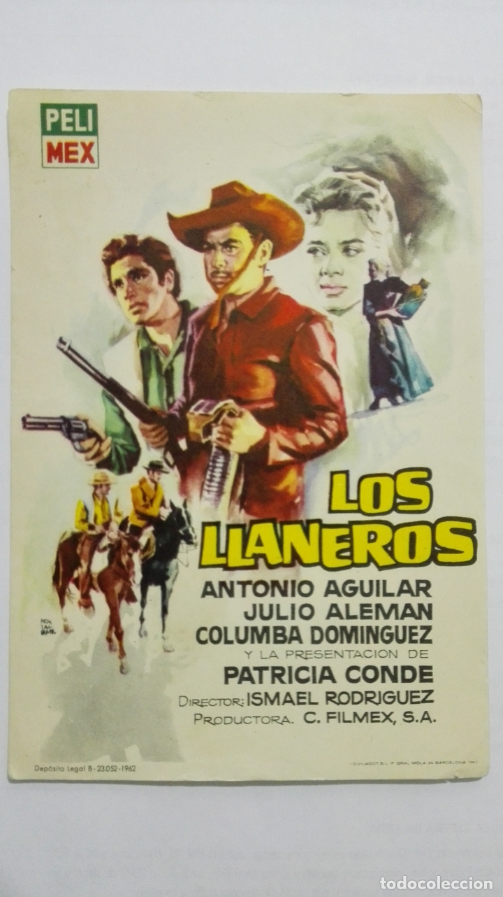  Flyers Publicitaires de films Anciens: FOLLETO DE CINE, LOS LLANEROS, A&Ntilde;OS 60, SIN PUBLICIDAD