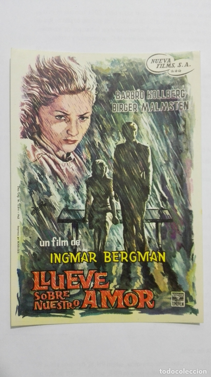  Flyers Publicitaires de films Anciens: FOLLETO DE CINE, LLUEVE NUESTRO AMOR, A&Ntilde;OS 60, SIN PUBLICIDAD