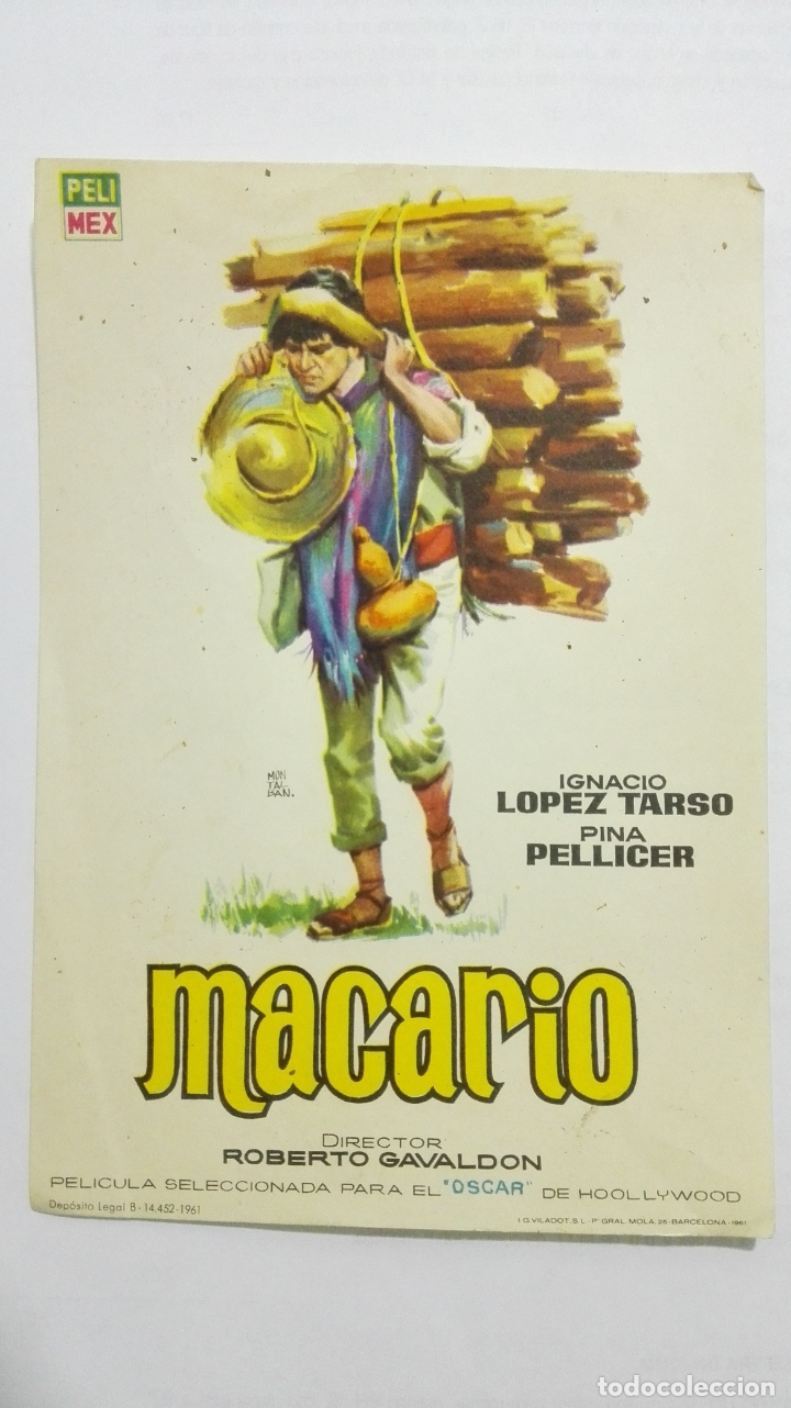  Flyers Publicitaires de films Anciens: FOLLETO DE CINE, MACARIO, A&Ntilde;OS 60, SIN PUBLICIDAD