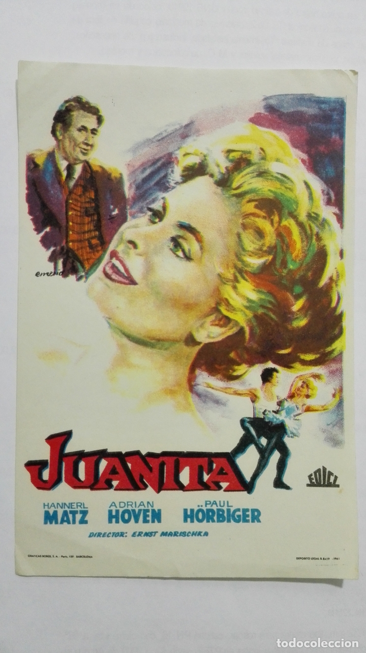  Flyers Publicitaires de films Anciens: FOLLETO DE CINE, JUANITA, A&Ntilde;OS 60, SIN PUBLICIDAD