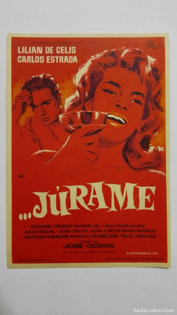  Flyers Publicitaires de films Anciens: FOLLETO DE CINE, JURAME, A&Ntilde;OS 60, SIN PUBLICIDAD
