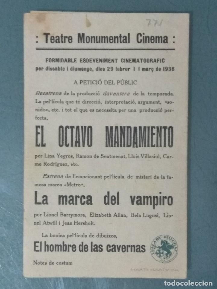 Cine: EL OCTAVO MANDAMIENTO (1936). PROGRAMA DE MANO DOBLE. - Foto 5