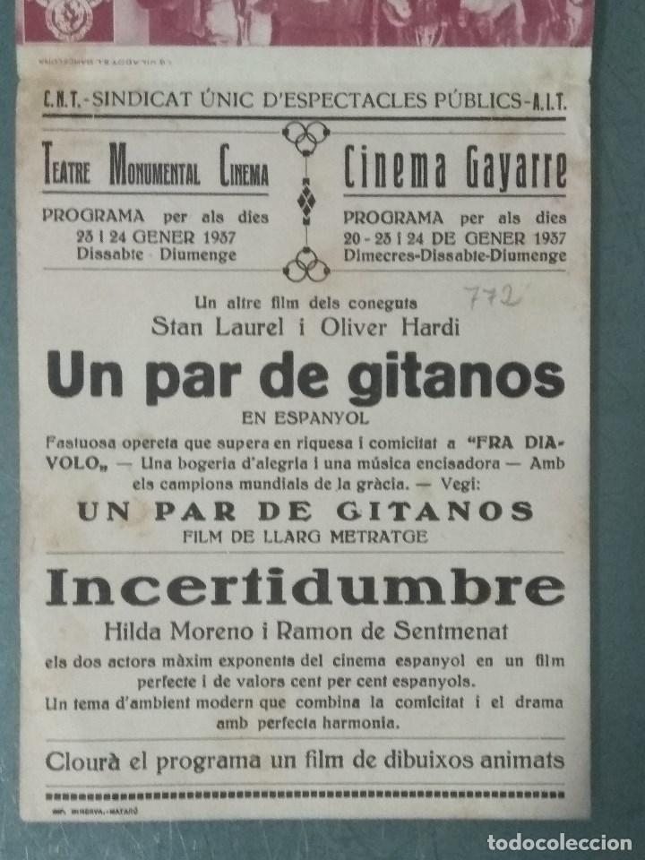 Cine: UN PAR DE GITANOS (1933) PROGRAMA DE MANO DOBLE - Foto 3