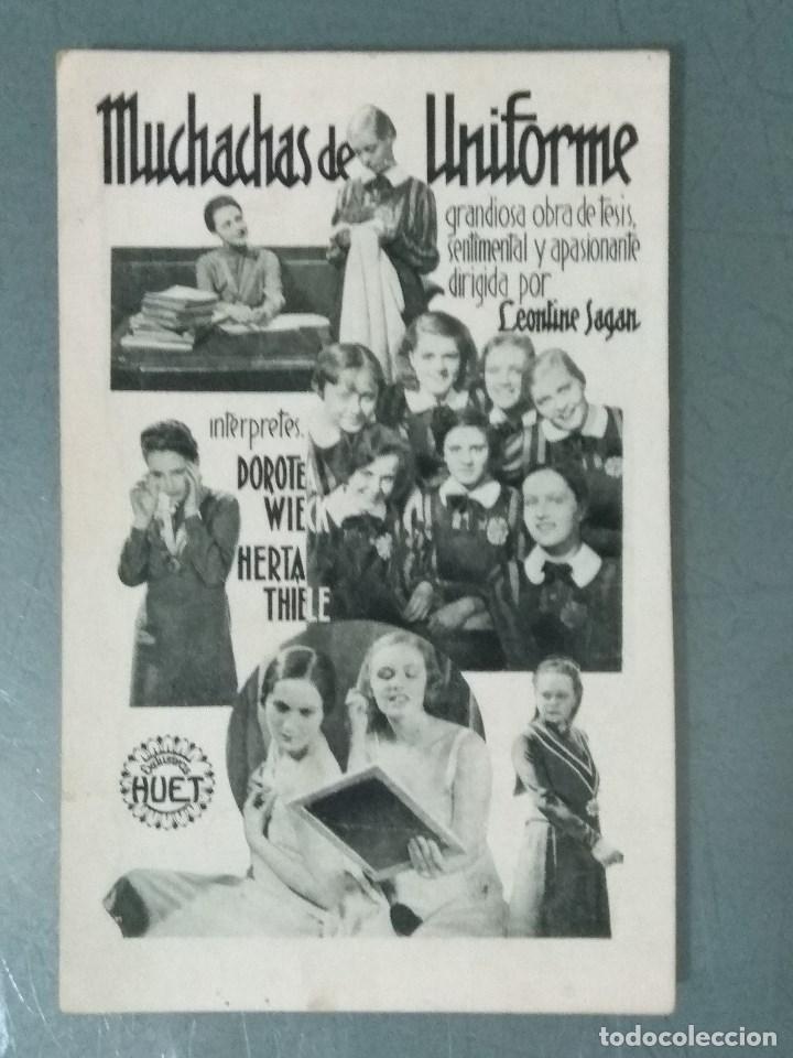 Cine: MUCHACHAS DE UNIFORME - 1933 - PROGRAMA DE MANO EN FORMA DE TARJETA - Foto 1