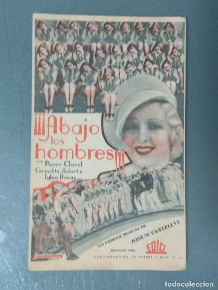 Cine: ABAJO LOS HOMBRES - TARJETA PROGRAMA - Foto 1