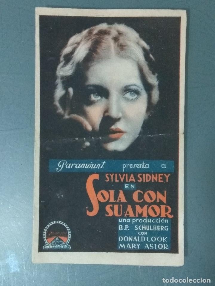 Cine: SOLA CON SU AMOR 1936. PROGRAMA DOBLE DE MANO. - Foto 1