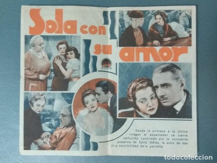 Cine: SOLA CON SU AMOR 1936. PROGRAMA DOBLE DE MANO. - Foto 2