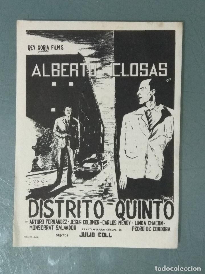 Cine: DISTRITO QUINTO. 1968 - PROGRAMA SENCILLO - Foto 1