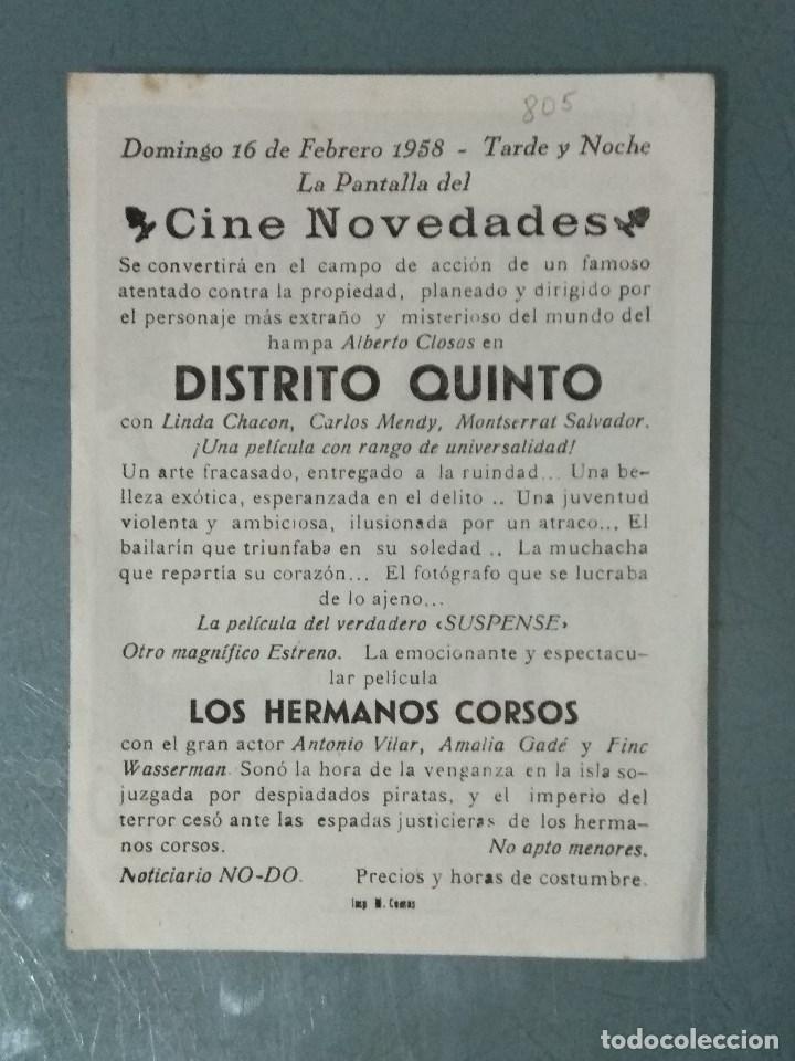 Cine: DISTRITO QUINTO. 1968 - PROGRAMA SENCILLO - Foto 2