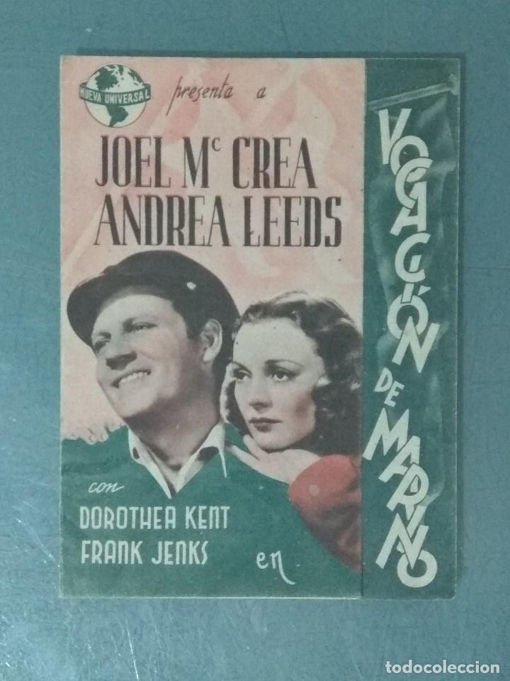 Cine: VOCACI&Oacute;N DE MARINO - 1940 - PROGRAMA DE MANO DOBLE - Foto 1