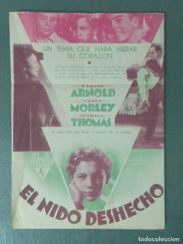 Cine: EL NIDO DESHECHO - 1936 - PROGRAMA DOBLE DE MANO - Foto 2