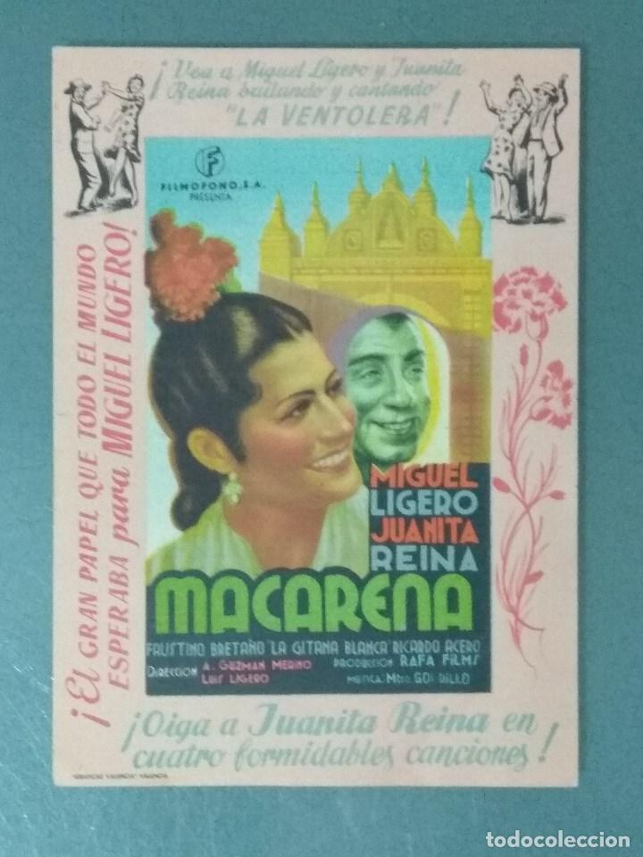 Cine: MACARENA - 1946 - PROGRAMA SENCILLO DE MANO. - Foto 1
