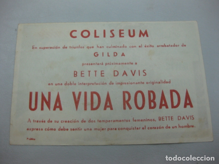 Cine: PROGRAMA DE CINE. UNA VIDA ROBADA. BETTE DAVIS. GLENN FORD. - Foto 2