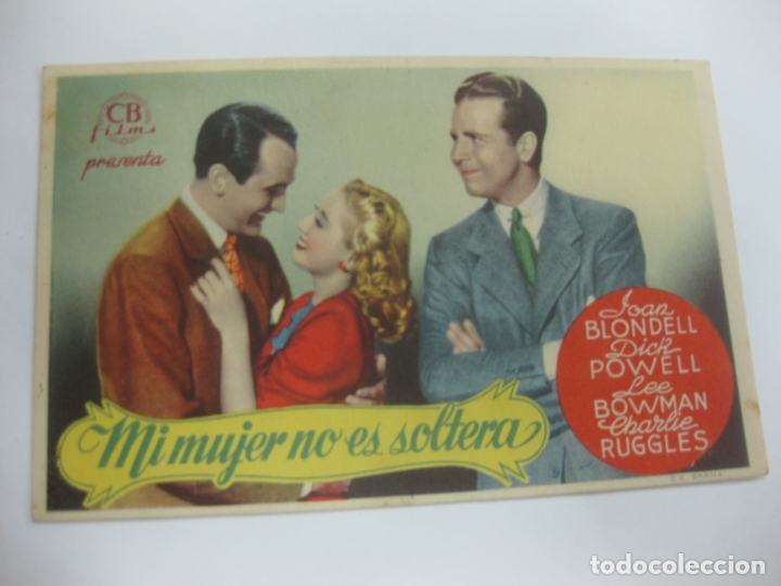 Cine: PROGRAMA DE CINE. MI MUJER NO ES SOLTERA. JOAN BLONDELL, DICK POWELL - Foto 1