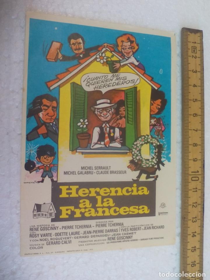 Cine: HERENCIA A LA FRANCESA. Folleto de mano, programa de cine. - Foto 1