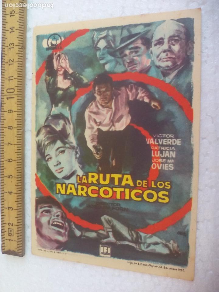 Cine: LA RUTA DE LOS NARCOTICOS. Folleto de mano, programa de cine. - Foto 1