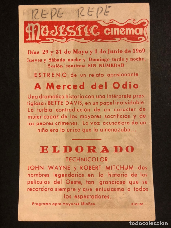 Cine: Programa hammer.a merced del odio.bette davis.con publicidad - Foto 2