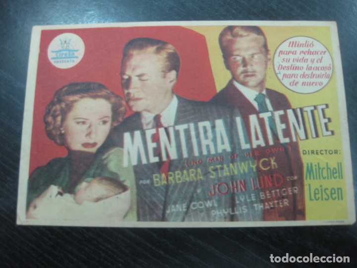 Cine: PROGRAMA DE CINE MENTIRA LATENTE. BARBARA STANWYCK. - Foto 1