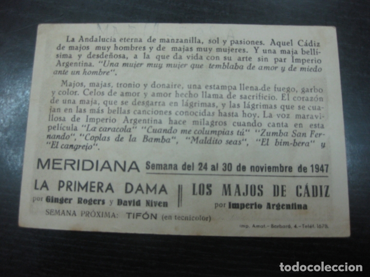 Cine: PROGRAMA DE CINE. LOS MAJOS DE CADIZ. IMPERIO ARGENTINA. - Foto 2