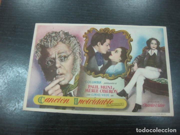 Cine: PROGRAMA DE CINE. CANCION INOLVIDABLE. PAUL MUNI. MERLE OBERON. - Foto 1