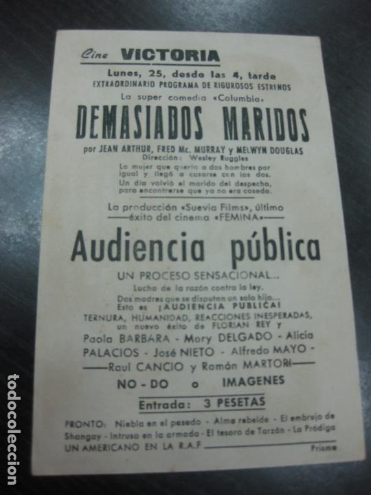 Cine: PROGRAMA DE CINE. DEMASIADOS MARIDOS. JEAN ARTHUR, FRED MACMURRAY.. - Foto 2