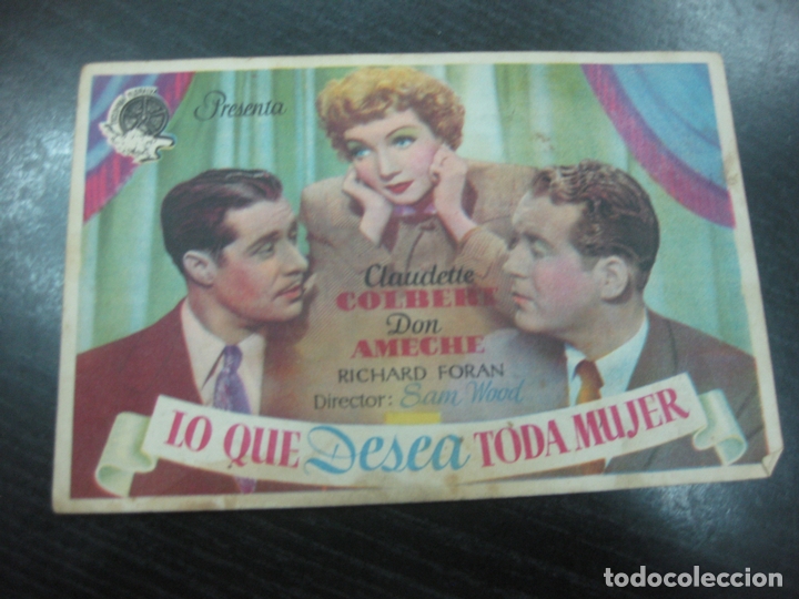 Cine: PROGRAMA DE CINE. LO QUE DESEA TODA MUJER. CLAUDETTE COLBERT, DON AMECHE. - Foto 1
