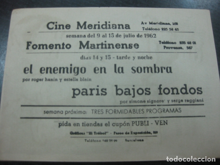 Cine: PROGRAMA DE CINE. PARIS BAJOS FONDOS. SIMONE SIGNORET - Foto 2