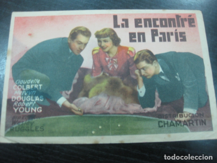 Cine: PROGRAMA DE CINE.- LA ENCONTRE EN PARIS. CLAUDETTE COLBERT, MELVYN DOUGLAS, ROBERT YOUNG - Foto 1