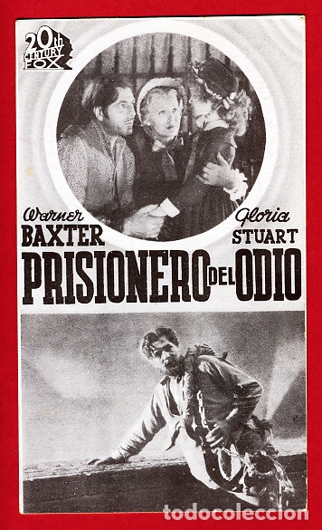 Cinema: PRISIONERO DEL ODIO , TARJETA 20 TH CENTURY FOX , CON CINE , GRAN VIA VALENCIA , ORIGINAL , PMD 646