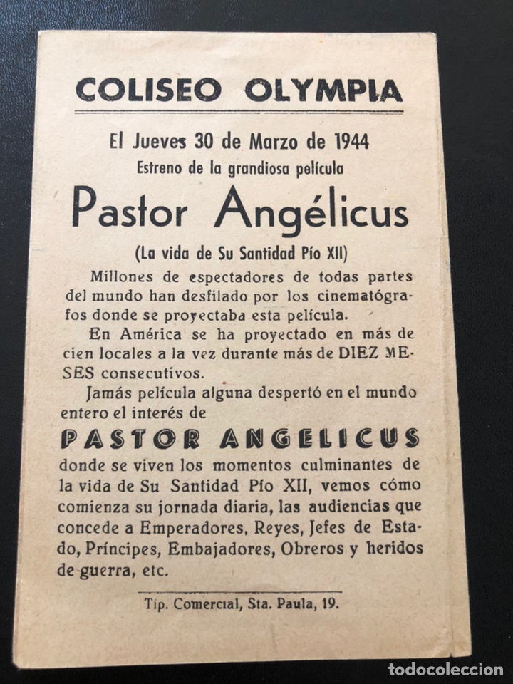 Cine: Programa pastor angelicus con publicidad coliseo olympia - Foto 3