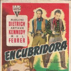 Cine: PROGRAMA DE CINE - ENCUBRIDORA - MARLENE DIETRICH, ARTHUR KENNEDY - CINE ECHEGARAY (MÁLAGA) - 1952.