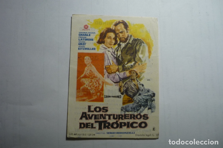 Folhetos de m&atilde;o de filmes antigos de cinema: PROGRAMA LOS AVENTUREROS DEL TROPICO -FRANK LATIMORE-PUBLICIDAD T-CIRCO Y T-VERANO ORIHUELA&iquest;&iquest;&iquest;