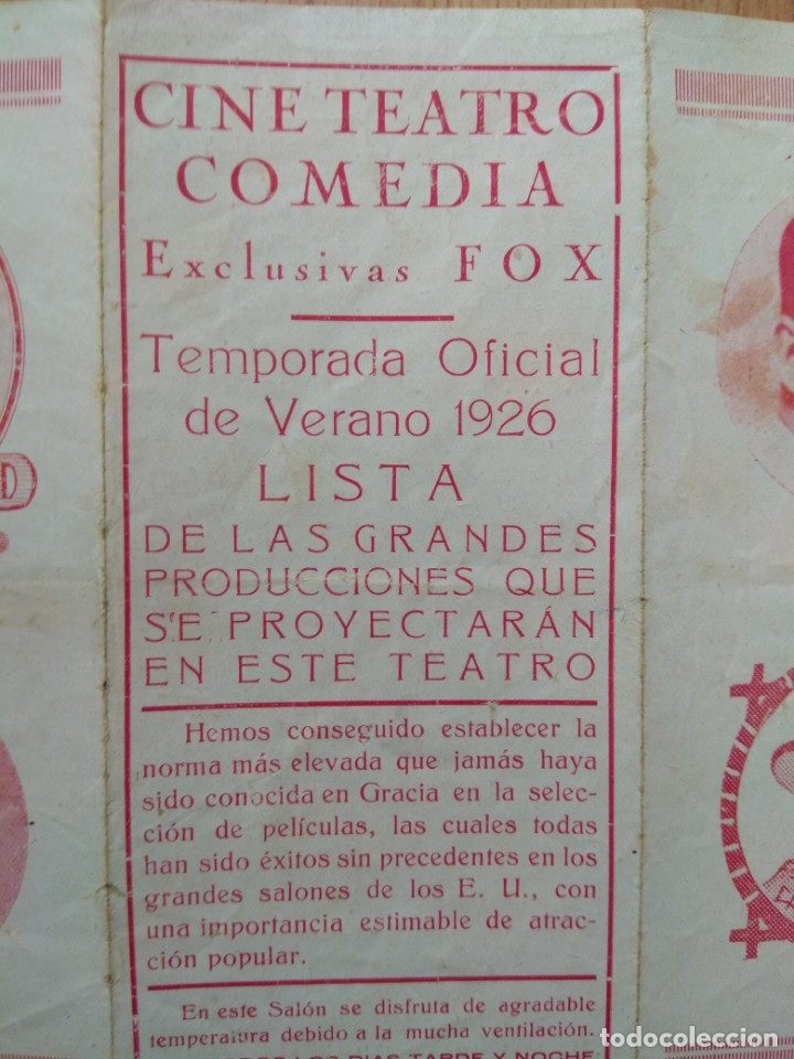 Cine: 1-PROGRAMAS DE CINE--LISTA DE MATERIAL CINE TEATRO COMEDIA PARA 1926 FOX - Foto 2